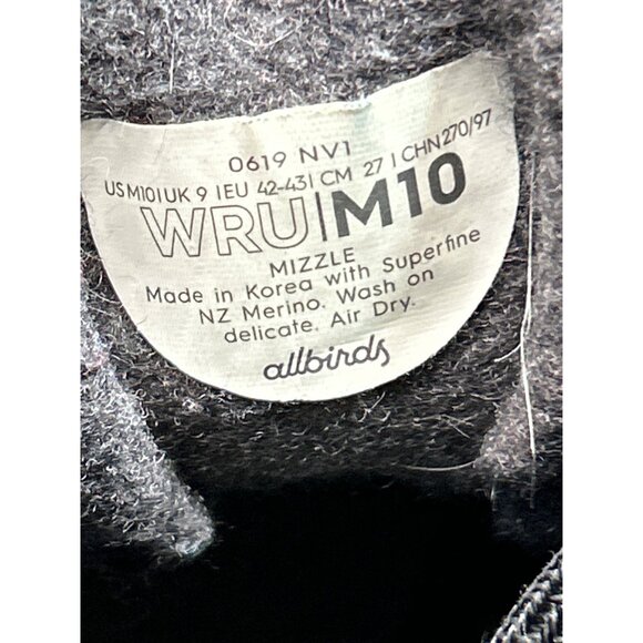 Allbirds Mens Wool Runner-Up Mizzles Sneaker Gray Size 10 - Picture 8 of 9